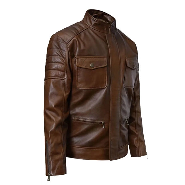 Boss Level Frank Grillo Brown Leather Jacket