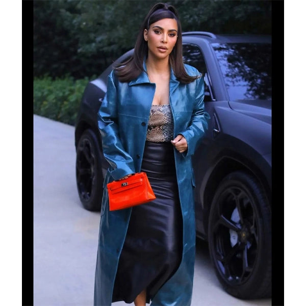 Kim Kardashian Street Wear Blue Coat
