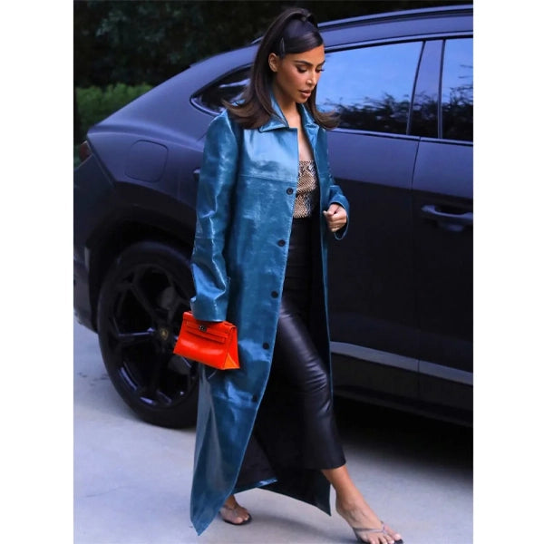 Kim Kardashian Street Wear Blue Coat