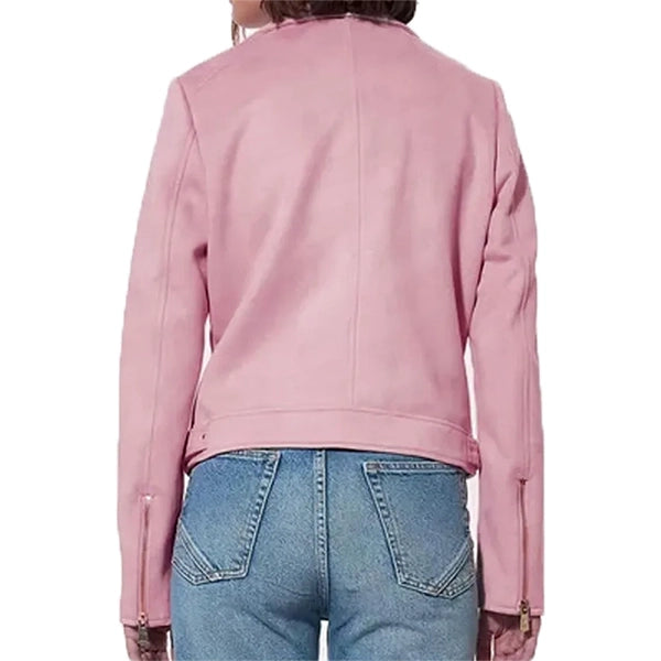 Savannah Guthrie The Today Show Pink Leather Biker Jacket